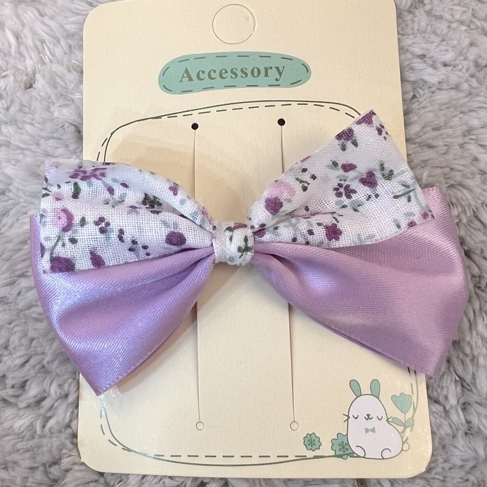 🌸3/$10) Handmade Floral Purple Kids Hair Bow Clip